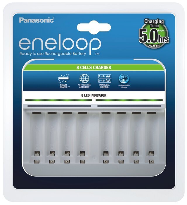 eneloop 8 stykkja hleðslutæki